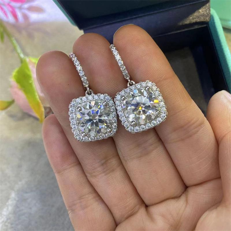 Valuable Moissanite Diamond Drop Earring 100% Real 925 Silver Promise Wedding Dangle Earrings for Women Party Jewelry