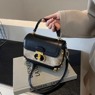 Popular Contrasting Small Bags Women's New Autumn and Winter Versatile Messenger Bags Fashionable Portable Small Square Bags