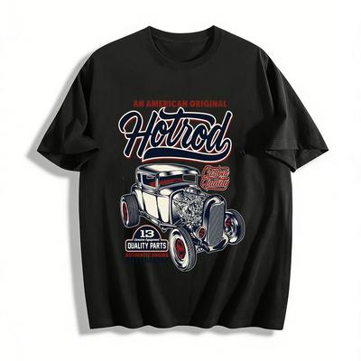 Vintage American Original Hotrod Graphic Casual T-Shirt Pure Cotton T-shirt