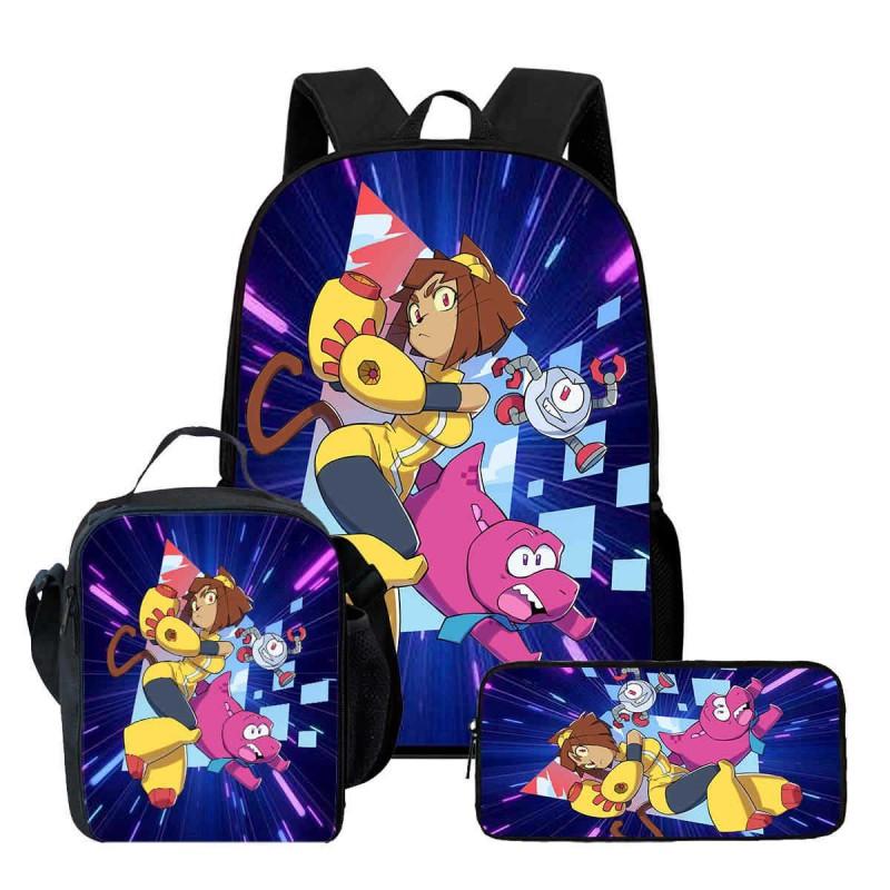 Kids School Backpack Set With Lunch Bag Pencil Case - Cartoon Print Lightweight Ergonomic Design Grades 1-2