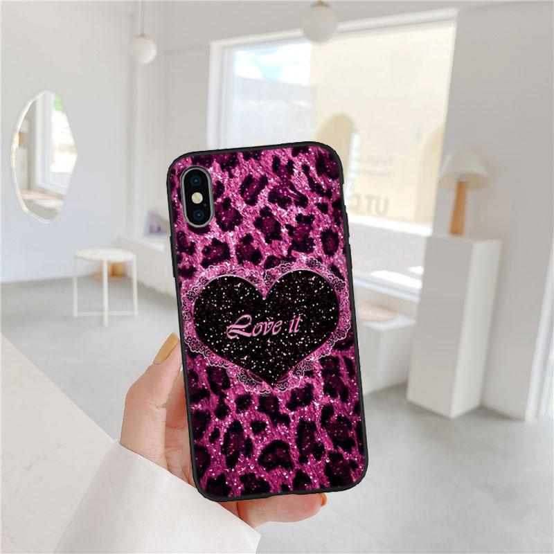 PP51 Pink Leopard Soft Shell Phone Case for iPhone SE X XS XR 11 16E 17 Pro Max Air 8 7 6 6s Plus