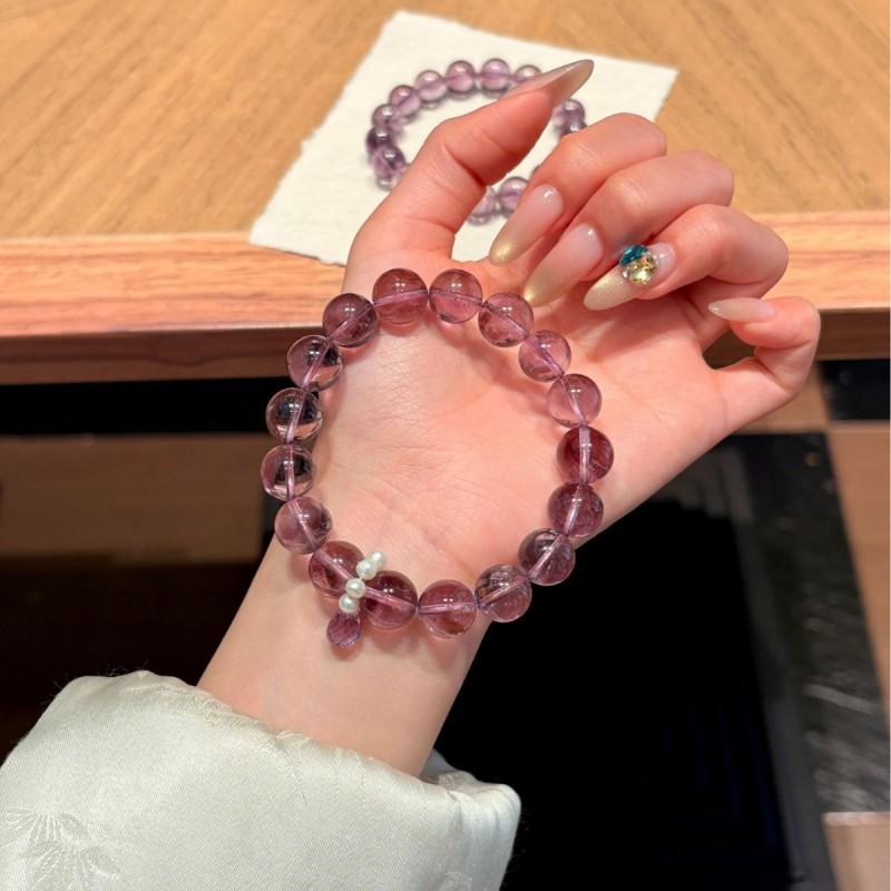 Natural Bolivia Amethyst Beaded Bracelet Elegant Womens Fashion Jewelry