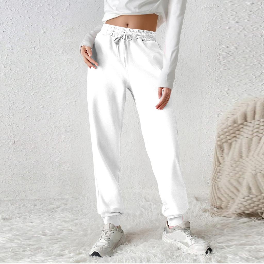 Women's Fashion Sport Solid Color Drawstring Pocket Casual Sweatpants Pants