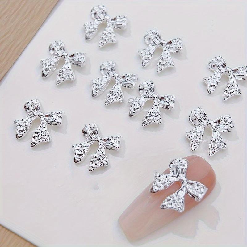 50 Stück Schleife Nailart Charms, Niedliche Strass Nageldekorationen für Frauen und Mädchen, Nagelzubehör-Set