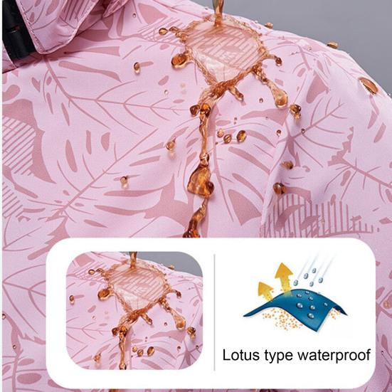 Women Jacket Stand Collar Detachable Hood Long Sleeve Casual Coat with Pockets Maple Leaves Print Zipper Placket Outwear
