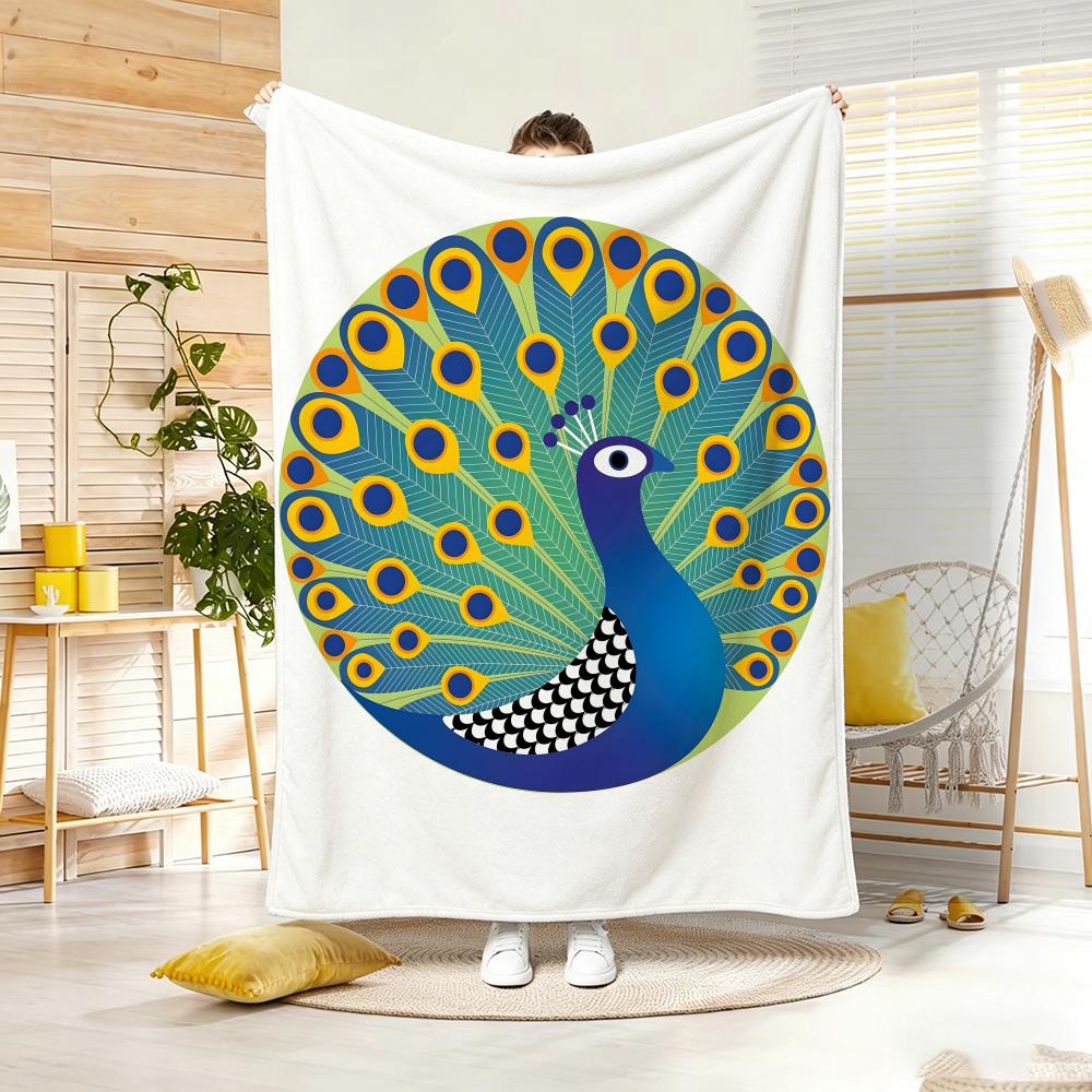 Artistic Pattern P-Peacock Throw Soft Warm Throw Blanket for Bedroom Living Room Bed Travel Camping Picnic Gift
