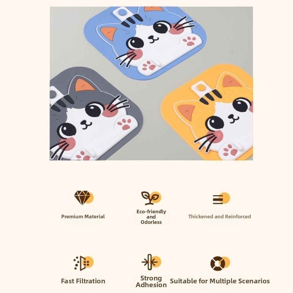 Cute Kitty Floor Drain Cover Silicone Reusable Shower Drain Cover Anti-blocking Kitchen Sink Strainers