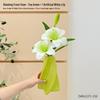 Lily Green Decorative Floral Arrangement in Ceramic Vase - Luxury Artificial Flowers for Living Room Decor