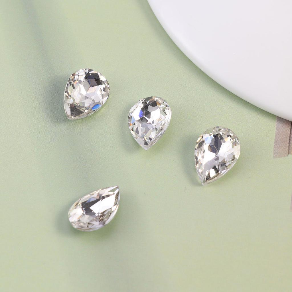 50Pcs Waterdrop Drill Decorative Resin Rhinestone Sparkling Ab Shine Teardrop Crystal Flatback DIY Craft Wedding Shoes Phone