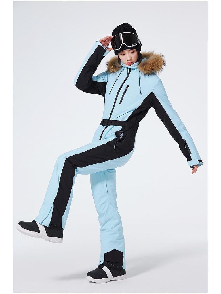 Women's Slim Fit Windproof Waterproof One-Piece Ski Suit - Winter Outdoor Warm Skiiwear
