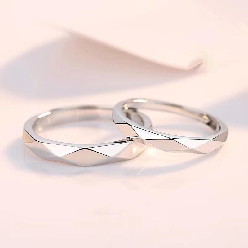 2 Stück 925 Sterling Silber Partnerringe Verstellbar Schlichtheit Mode Exquisit Herren Damen Schmuck Zubehör Hochzeitsfeier Geschenk