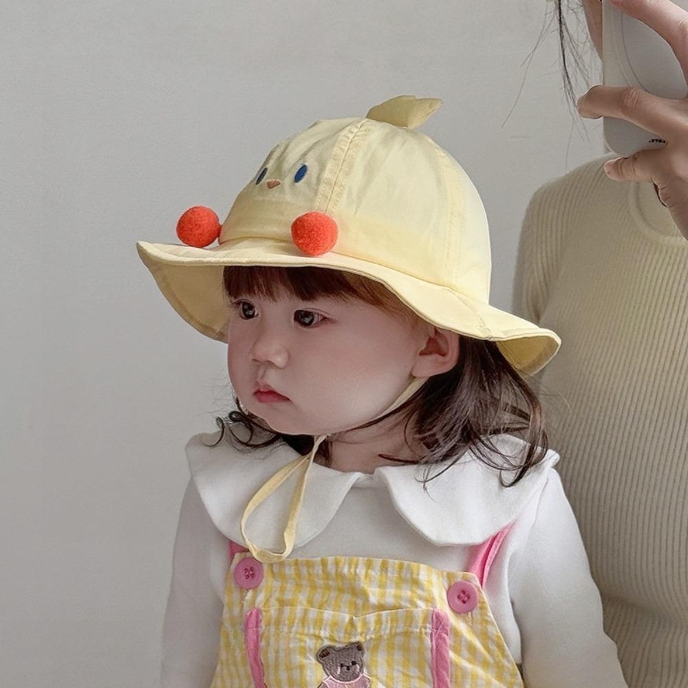 Sweet Quick-dry Korean Style Cap Shading Hat Embroidery Summer Sunhat Dinosaur Puppy Children's Bucket Hat Girls