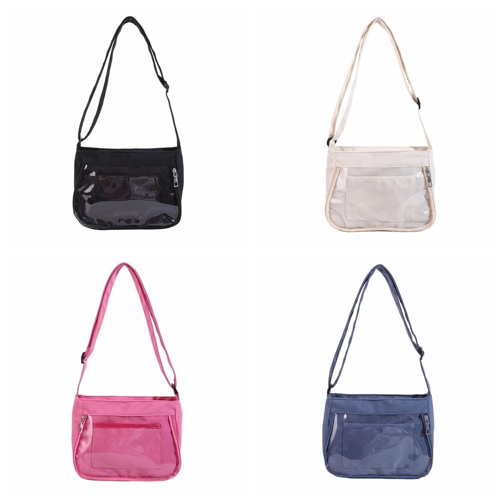 Klare transparente Tasche Itabag Einfarbige verstellbare Schultergurte Damen Umhängetasche JK Große Kapazität Leinwand-Umhängetasche