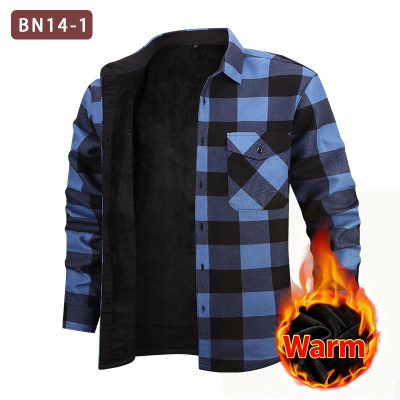 New Arrival: Men s Fleece-Lined, Thickened, Multi-Coloured, Double-Pocket Check Shirt – Casual, Loose-Fitting, Warm Men s Shirt S