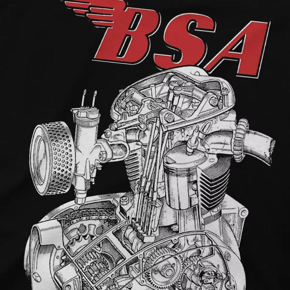 Men's T-Shirt Emblem A50 Engine Funny Cotton Tees Short Sleeve BSA Moto T Shirt Round Neck Tops Adult