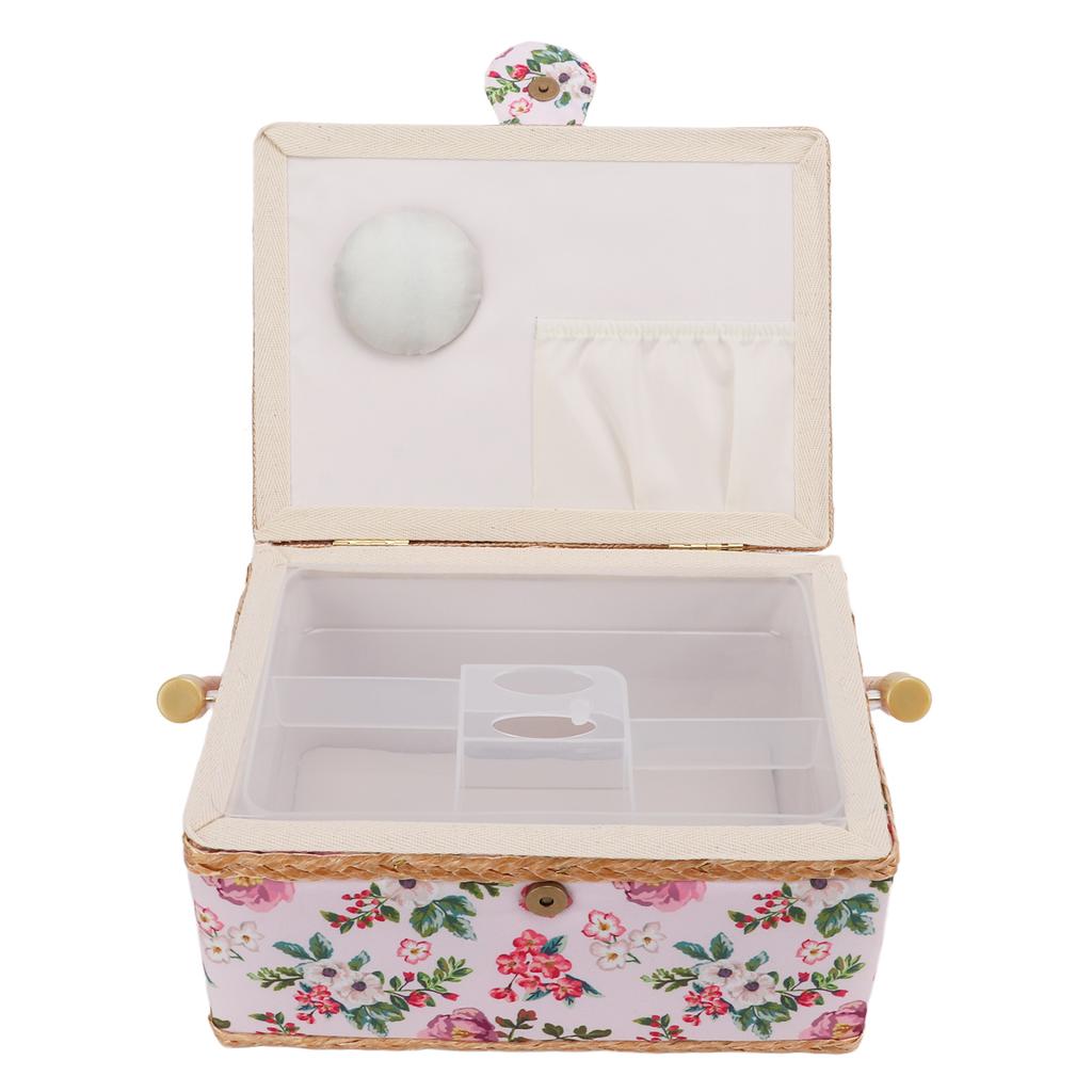 Sewing Basket Double Layer Design Large Capacity Comfortable Handle Sundries Storage Box for Home