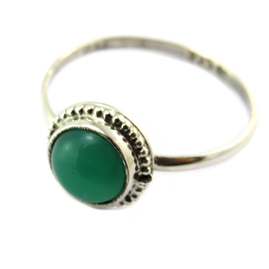 Silver Ring 'Charmes' Green - 9 Mm