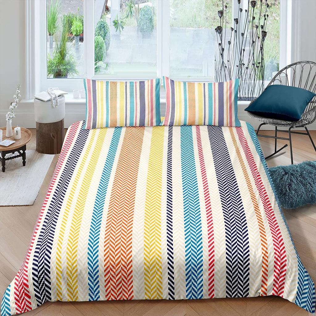 Cartoon Rainbow King Queen Duvet Cover Kids Girls Colorful Clouds Bedding Set Love Heart Comforter Cover Polyester Quilt Cover