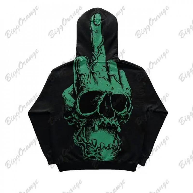 Mens Casual Hooded Sweatshirt 3D Skull Print Loose Fit Long Sleeve Winter Top Teens