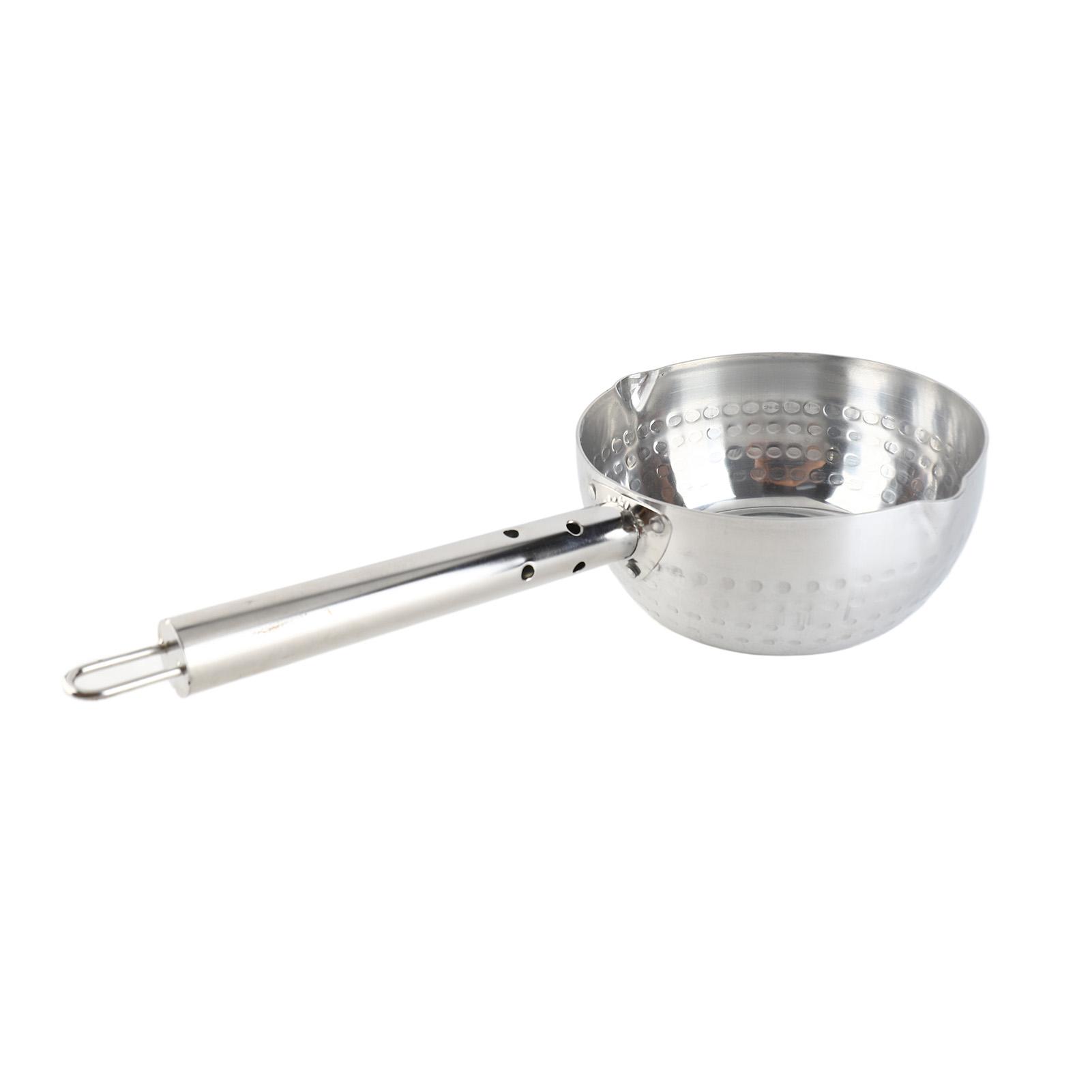 

Ковш Юкихира Алюминиевый сплав Круглый Ручка из нержавеющей стали Быстрый нагрев Японский ковш для снега для 7.1in Opening(for Open Fire)