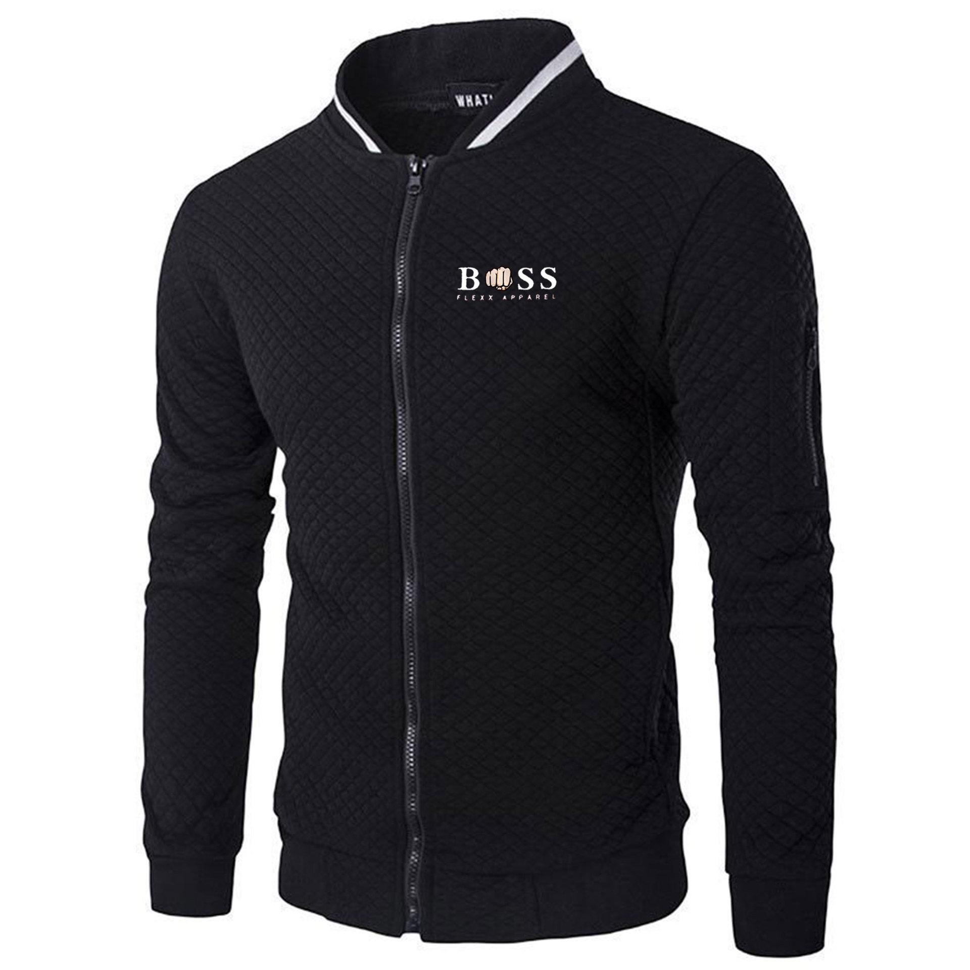 2024 Men s Printed Stand Collar Zipper Jacket - Casual Spring/Autumn Cardigan M чёрный