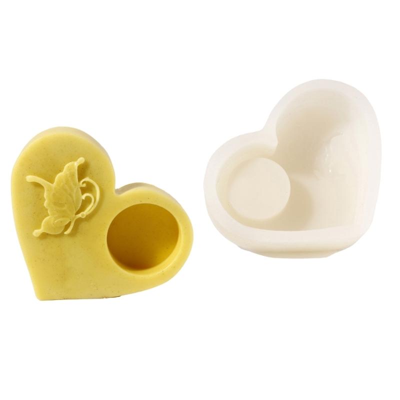 Embossed Heart Shaped Silicone Molds Silicone Candle Holder Molds Soap Molds for Epoxy Resin Candlestick Tealight Holder