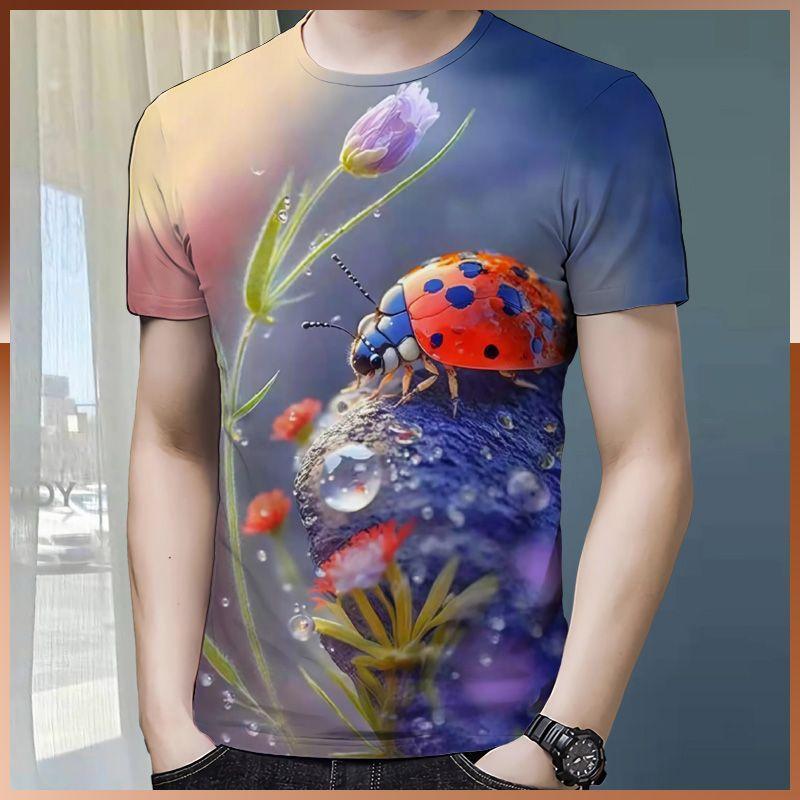 Men's Short Sleeved T-shirt Summer Hot Item Insect Butterfly Series High-end Digital 3D Printed Pattern 3D Three-dimensional Top
