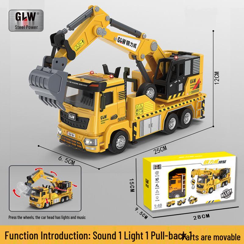 Free Shipping Children's Alloy Excavator & Crane Toy Set