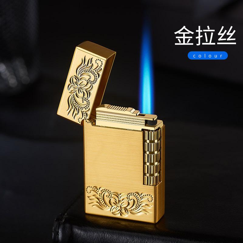 New Classic High End Langsheng Inflatable Windproof Direct Charge Lighter Blue Flame Business Gift Cigarette Accessories