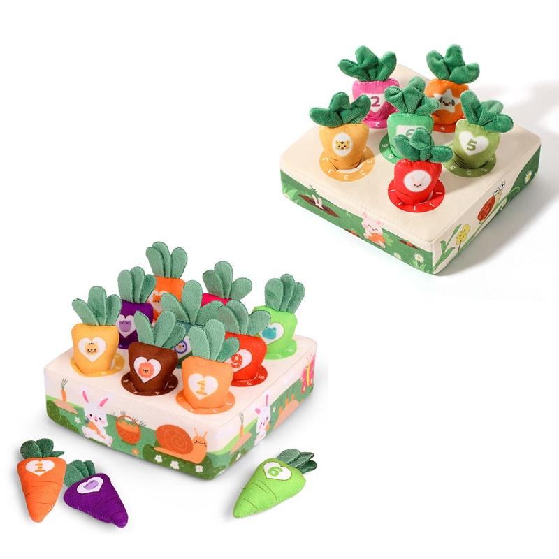 Educational Plush Toy For Children Shape Color And Number Recognition Farm Carrot Puller