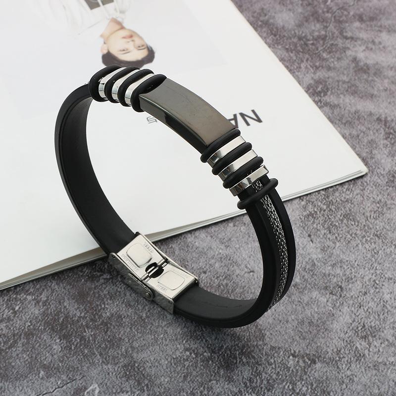 New Personality Simple Black Trendy Hand Hollow Plating Stainless Steel Jewelry Charm Men s Bracelet Custom Bracelet For Men 21.5cm&Fashionable