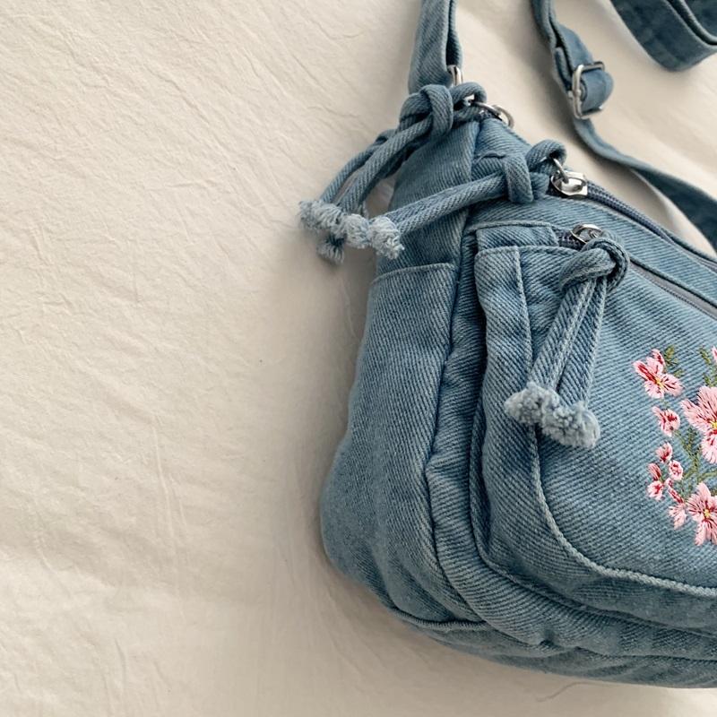 Vintage vyšívaná džínová taška Dámská taška přes rameno Crossbody taška