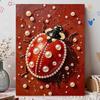 Handmade Framed Pearl Bead Painting Kit Ladybug Insect Pattern 3D Shiny Canvas Art Ready to Display Home Decor Exquisite Gift Idea