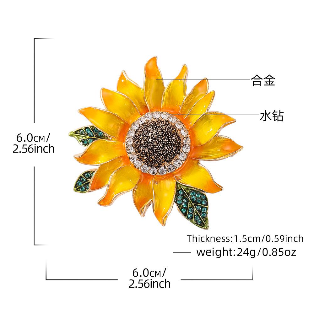 New diamond-encrusted sunflower brooch high-end sense light luxury fashion versatile high-end pin brooch accessories