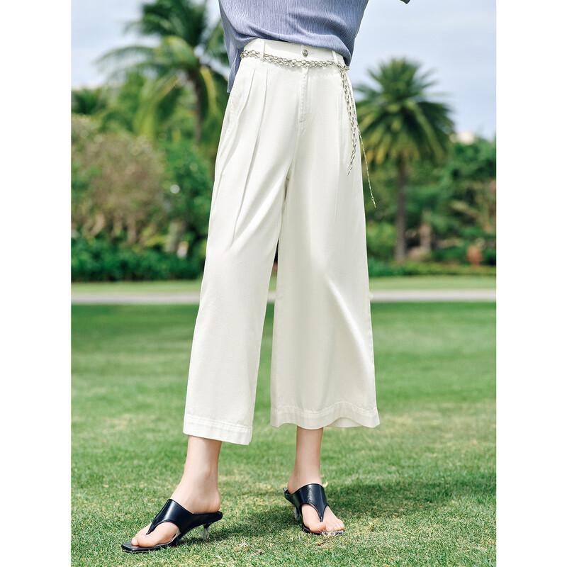 JOOZZI ANACO Women's Retro Washed Denim Cropped Wide-Leg Pants