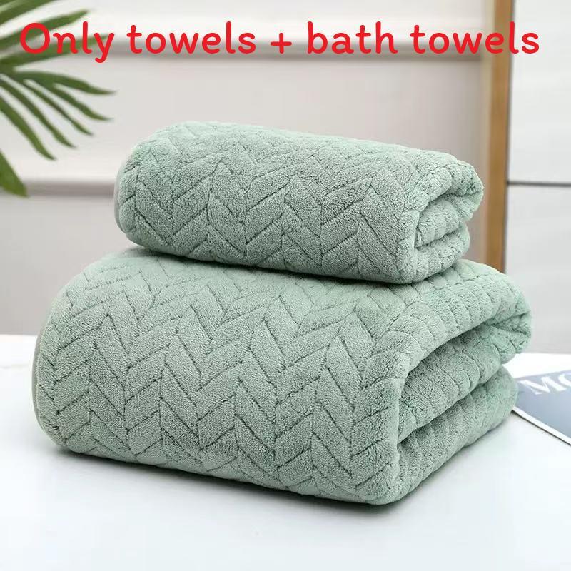 Coral Fleece Towel Set With Solid Color For Home Use And Gift Giving