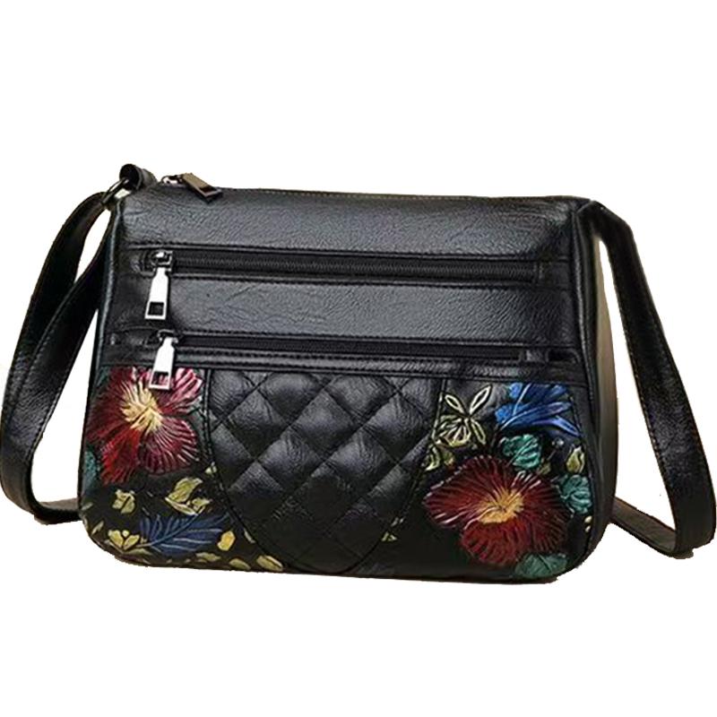 Neutral style multi-layer soft leather shoulder crossbody bag for men and women. PU material. Genuine leather bag.