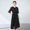 2026 Hangzhou summer heavy silk women, mulberry silk dress women's embroidery V-neck temperament elegant slim casual
