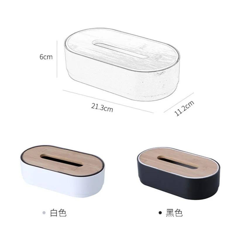 Tissue Box with Bamboo Cover Napkin Holder Home Storage Boxes Dispenser Case Office Organizer for Toilet Bathroom Bedroom Supply