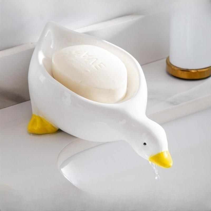 New Duck Shape Soap Box Cartoon Soap Dish Drainable Soap Holder Soap Container Soap Dish for Tray Bathroom Accessories