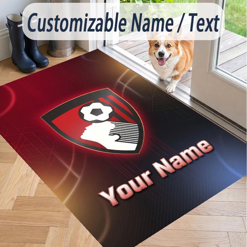 Custom Text Printed Rug Bournemouth Football Non Slip Floor Carpet For Home Room Decor
