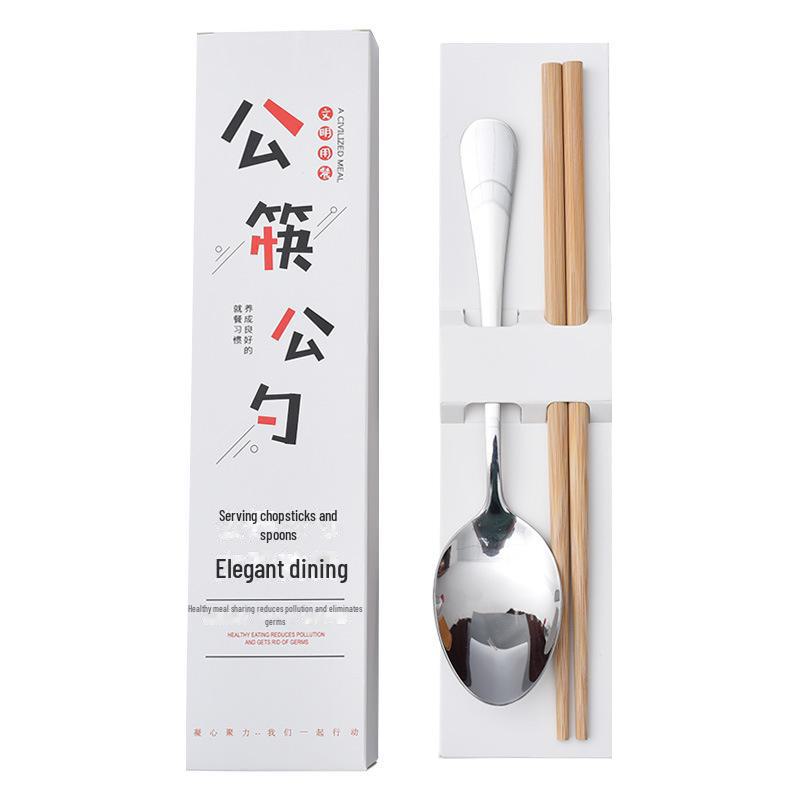 Gift Box: Natural Chicken Wing Wood Chopsticks & Spoon Set (Unpainted & Wax-Free)