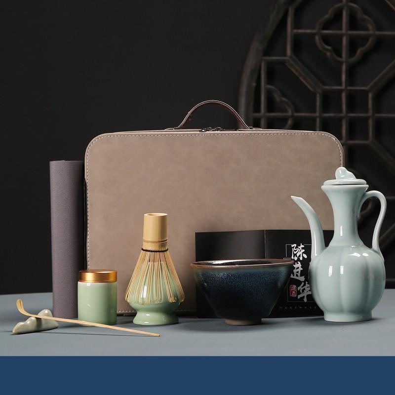 7ks/sada Ručně vyráběná Sada nástrojů na matcha čaj pro domácnost Snadno čistitelná Stojanová sada Miska Metlička Naběračka Dárková Ceremonie Tradiční japonské čajové sady