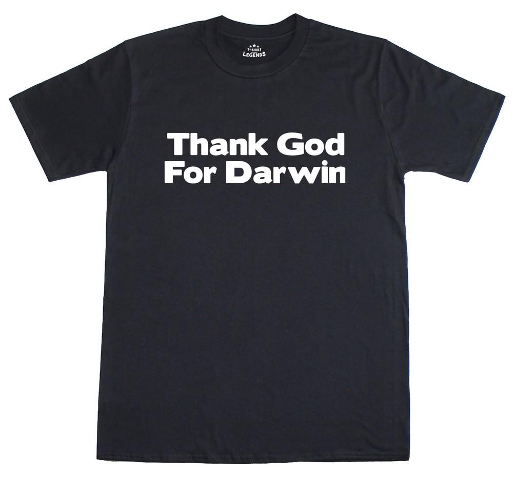 

Thank God For Darwin Evolution Science Funny Mens Loose Fit Cotton T-Shirt S