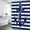 Nautical Anchor Shower Curtain Blue Anchor Navy Blue White Stripes Nautical Theme Ocean Lovers Modern Fabric Bathroom Decor Curtains with Hooks 70W