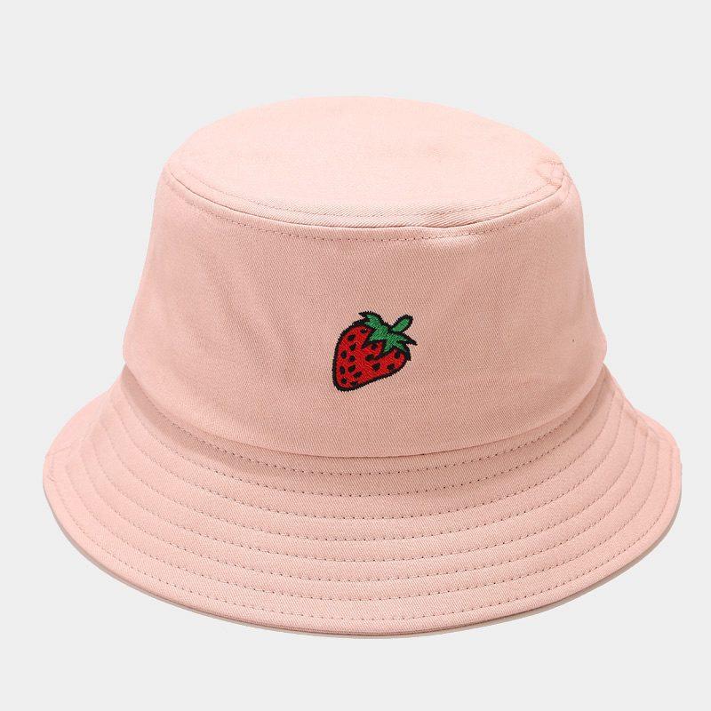 Panama Bucket Hat Fruit Strawberry Embroidered Fishing Cap Men Women Travel Beach Sun Hats
