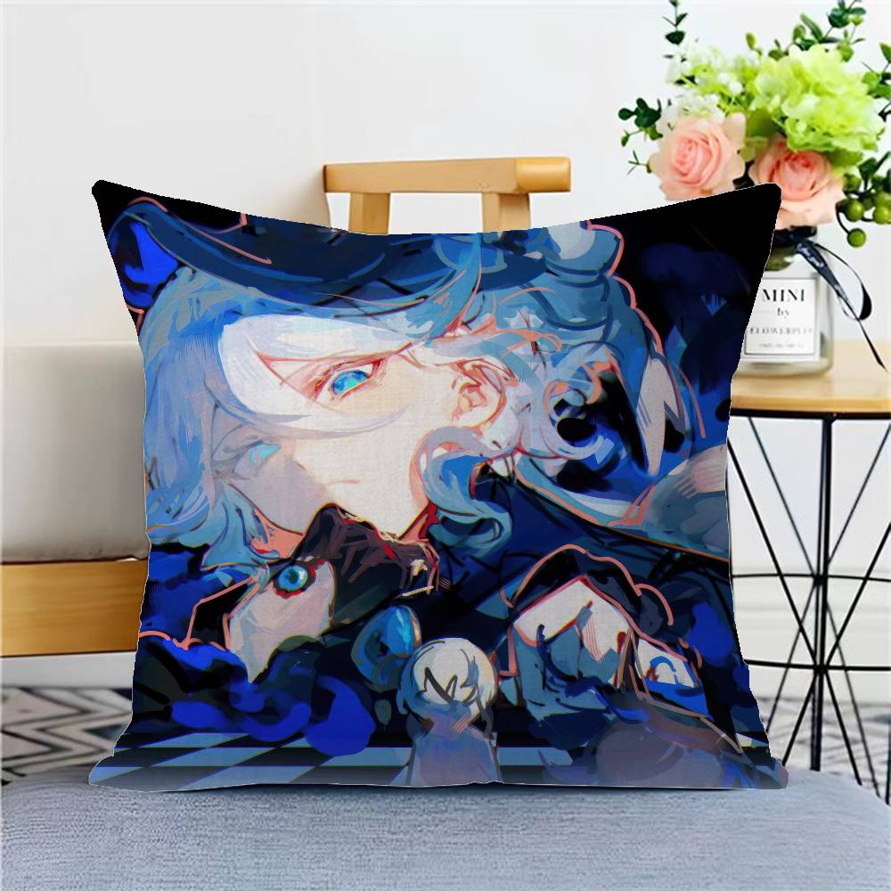 Anime Game Genshin Impact Furina Cushion Cover Inches Farmhouse Decor Home Throw Pillow Covers for Couch Decorations