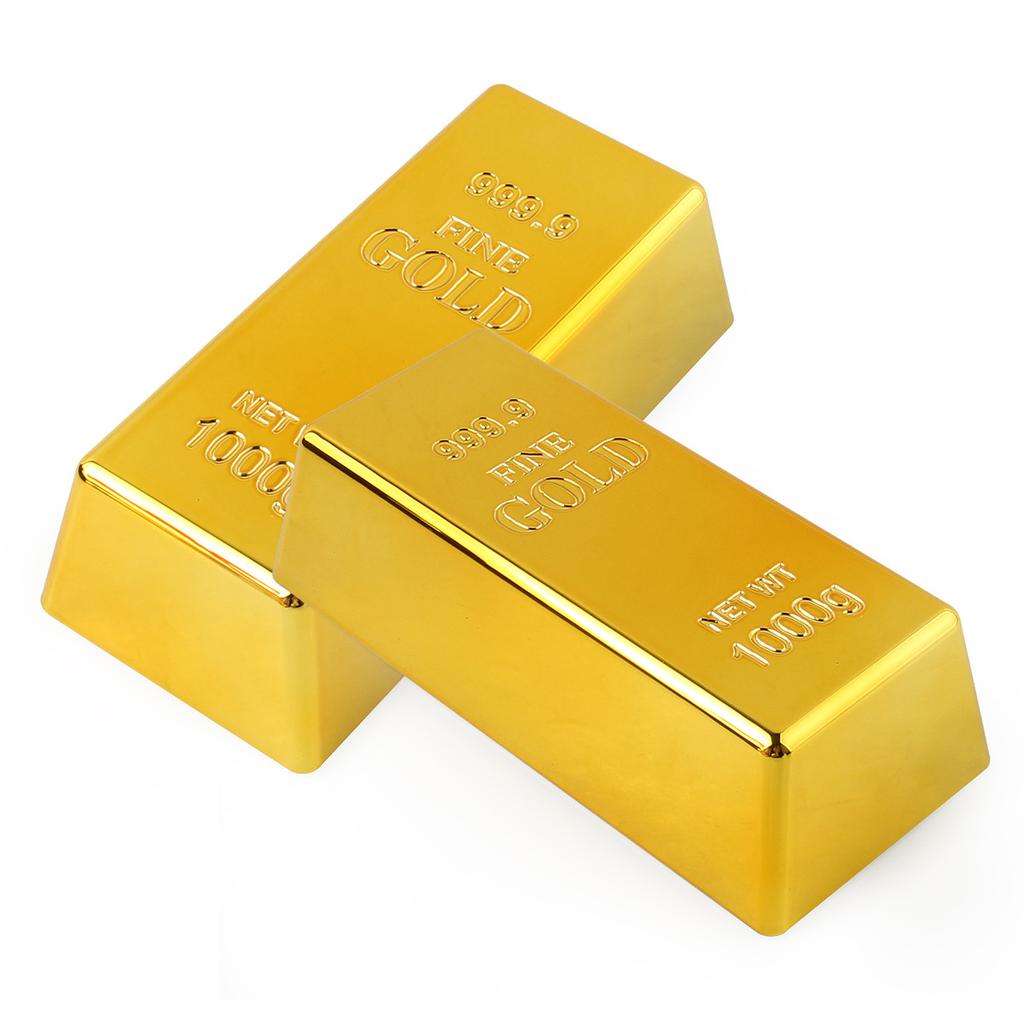 Plastic Fake Gold Bullion Simulated Golden Brick Fake Glittering Gold Bar Paperweight Door Stop Movie Prop Novelty Gift
