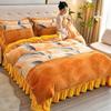 Light luxury high-end thickened milk fleece four-piece set, winter warm quilt cover, double-sided coral fleece anti-static three-piece set