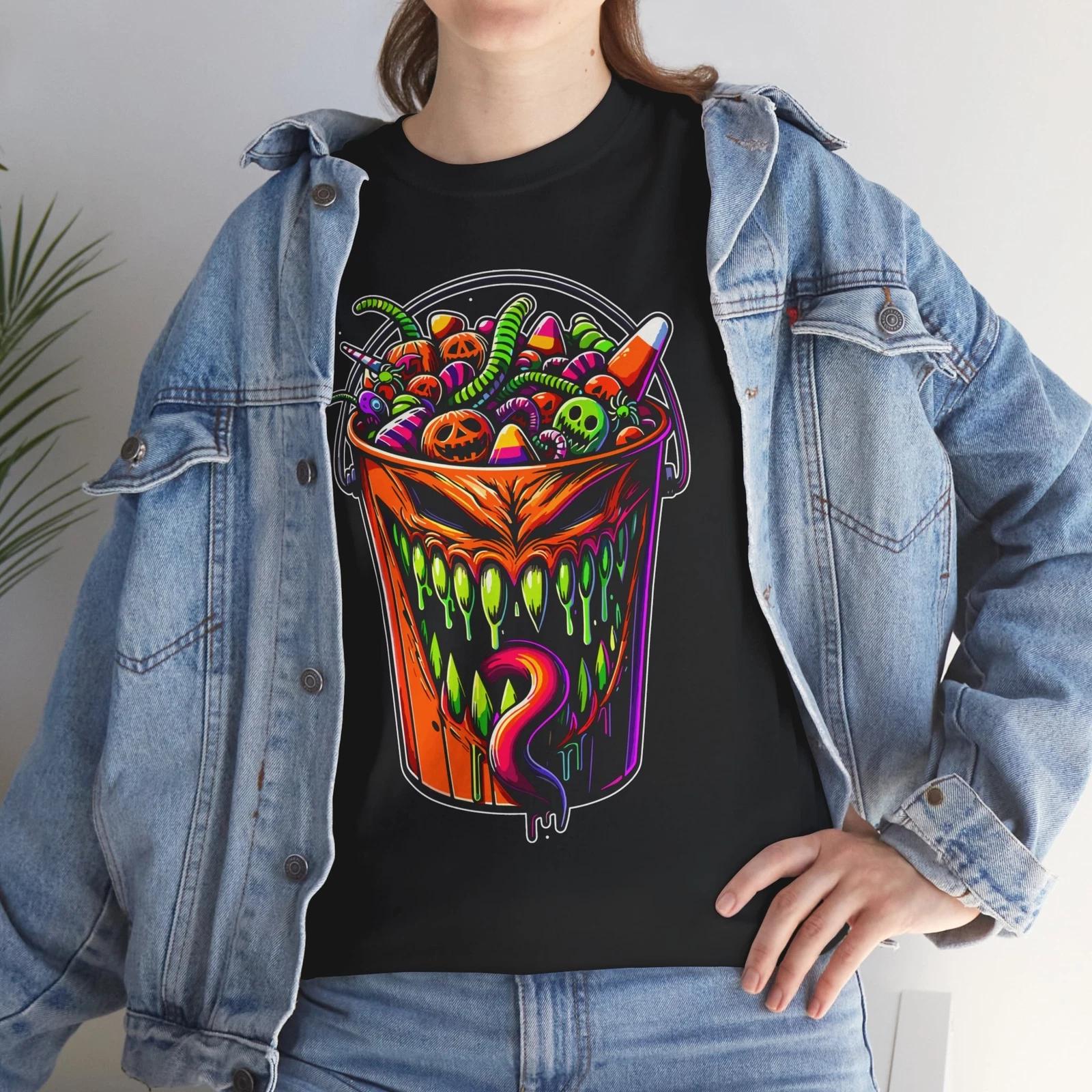 

HALLOWEEN BUCKET FUN COLORFUL SEASON T SHIRT Unisex Heavy Cotton Tee 4XL